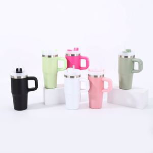 14oz Double-Layer Vacuum Insulated Stainless Steel Thermos Cup with Straw Portable Travel Car Cup Back to School <b>Hot</b> <b>Drink</b> Use - Product Image 2