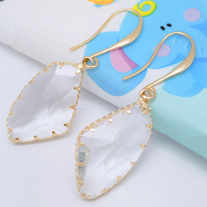 2019 vender geométrica cristal gota pendiente para las <span class=keywords><strong>mujeres</strong></span> elegante grande de piedras preciosas colgante anzuelo pendiente - Product Image 3