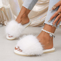 Pantoufles en peluche pour femmes, nouvelles sandales en peluche tendance, vente en gros de chaussures pour femmes à bout ouvert