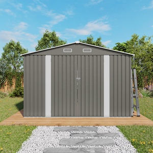 Livraison Gratuite - Abri de <span class=keywords><strong>Jardin</strong></span> en Acier 10x8FT avec Porte Double à Charnières et Toit Incliné pour <span class=keywords><strong>Jardin</strong></span> Extérieur - Product Image 1