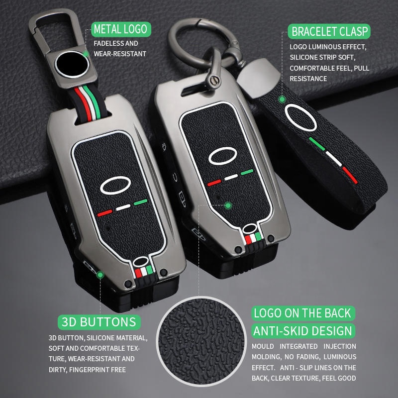 Car Key Case Cover - Zinc Alloy Remote Smart Key Accessories for Kia Cerato, Forte, Sportage, Stinge