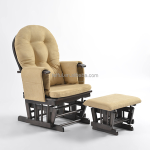 Fauteuil à bascule et repose-pieds en bois pour allaitement et loisirs, style moderne, pour maman et bébé, idéal pour les crèches et les salles d'allaitement. - Product Image 1