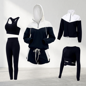 Conjunto de Ropa de Yoga de 5 Piezas de Alta Calidad Personalizable, Traje Deportivo para Correr, Gimnasio, Verano, Fitness, Ajustado, Tallas Grandes, Transpirable para Mujer - Product Image 1