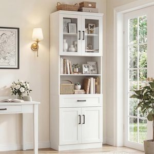Buffet <span class=keywords><strong>de</strong></span> <span class=keywords><strong>cuisine</strong></span> moderne en MDF, armoire <span class=keywords><strong>de</strong></span> <span class=keywords><strong>rangement</strong></span> haute avec casier à vin et tiroirs pour salle à manger - Product Image 2