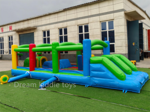 Inflatable khóa học trở ngại thư bị trả lại nhà với Slide thư bị trả lại khu vực và đường hầm trở ngại thư bị trả lại khu vực nhảy lâu đài cho trẻ em - Product Image 2