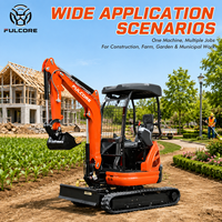 Mini-excavatrice FULCORE homologuée CE pour le nettoyage des fossés de drainage, les travaux d'irrigation et les travaux de terrassement avec lame à chenilles en acier