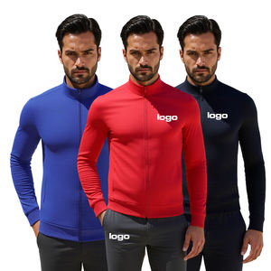 À manches longues hommes formation survêtement veste costume Logo personnalisé respirant survêtement sport survêtement Gym Fitness ensembles - Product Image 6