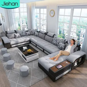 Yüksek kaliteli gri kumaş döşeme modern İtalyan tasarım takımı oturma odası mobilya lüks kanepeler