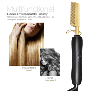 Peigne chauffant électrique lissant anti-brûlure, <span class=keywords><strong>brosse</strong></span> <span class=keywords><strong>chauffante</strong></span> portable pour cheveux humides ou secs, fer <span class=keywords><strong>à</strong></span> boucler - Product Image 5