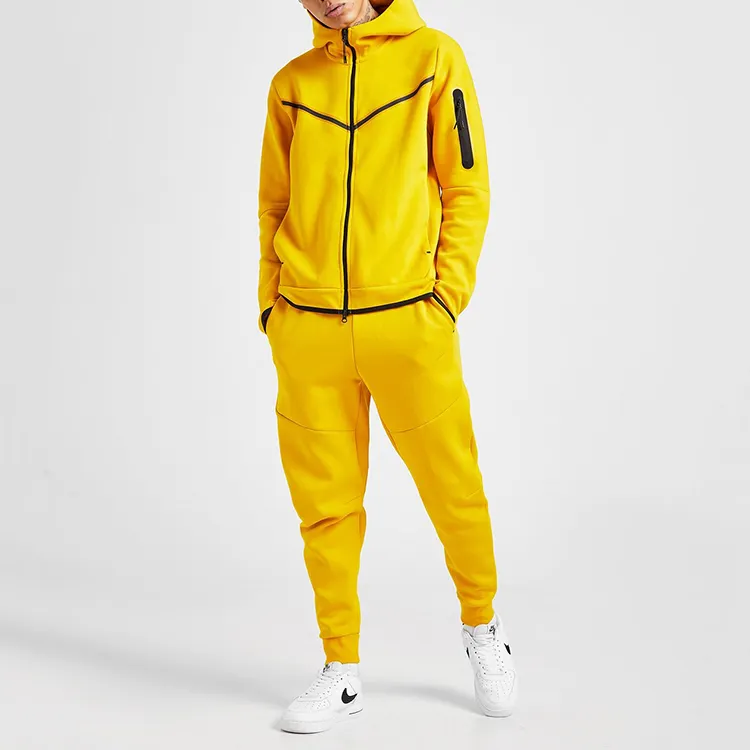 High Quality Men Fashion Sport Zip Up Hood Jacket And Jogger Tracksuit