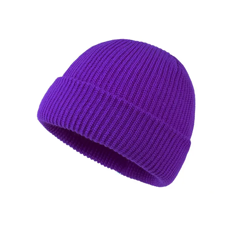 Manufacturers Wholesale Custom Recycled Acrylic Knit Short Melon Docker Trade Skull Cap Hat Fisherman Beanie