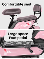 Motocicleta Eléctrica Plegable de Alta Velocidad para Adultos con Batería de Litio de 48V, Cuadro de Acero de 3 Velocidades, Asistencia de Pedaleo y Velocidad Máxima de 60 km/h