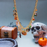 Collares Shiloh de Aleación Chapada en Oro de 24K, Estilo Hiperbólico, Serie Europea Americana de Halloween, Calabaza, Fantasma, Araña, Precio al por Mayor