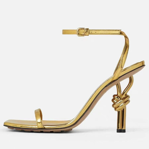 Zapatos de Tacón Alto Irregulares Talla Grande 44, Sandalias con Correa en el Tobillo, Zapatos de Tacón Alto para Mujer, Estilo Veraniego - Product Image 1