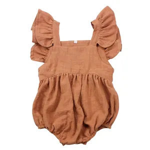 Hot sale sleeveless 3 colors baby kids girl vintage style baby clothes romper