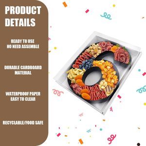Charcuterie Board 12.5 Inch Cardboard Cutout Fillable Number 6 Food Tray Party Decorative <b>Box</b> - Product Image 4