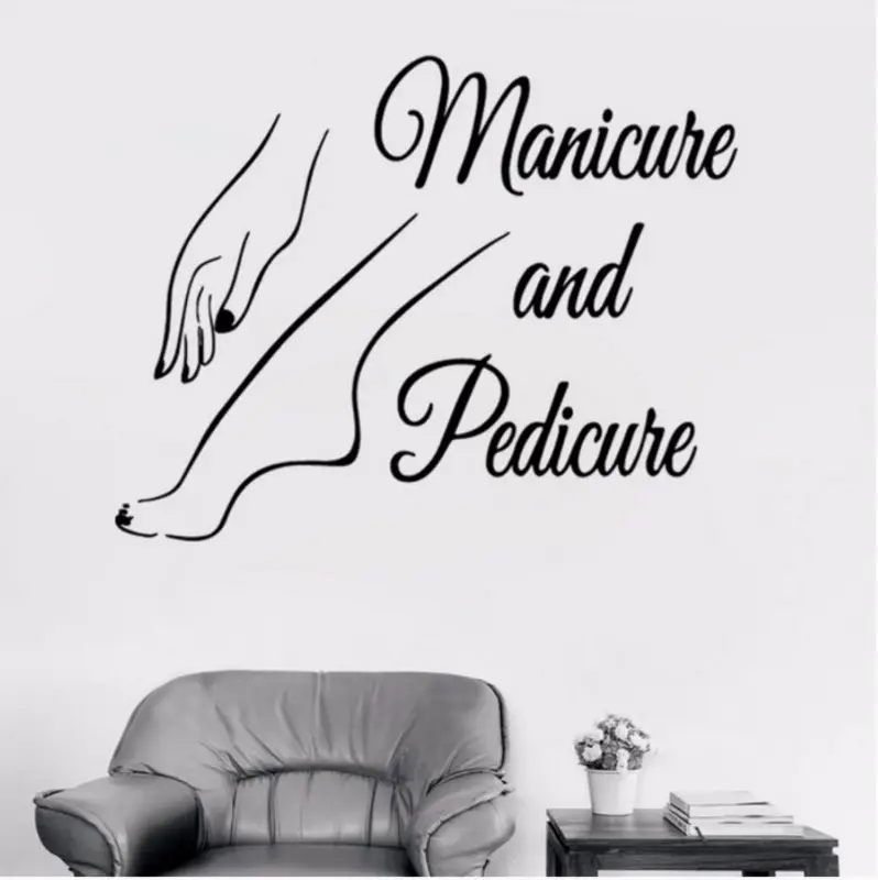 Manicure and pedicure Beauty Salon Foot Hand Vinyl Wall Sticker Wallpaper For Girls Bedroom Decor Mural Poster Quotes Stickers