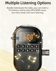 रिचार्जेबल पोर्टेबल डिजिटल डिस्प्ले जेब 1100mah/<span class=keywords><strong>fm</strong></span> wkman रेडियो <span class=keywords><strong>Fm</strong></span> 76-108mhz Tf कार्ड प्लेयर स्पीकर प्लास्टिक 0-5w - Product Image 6