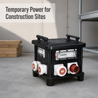 Boîte de distribution d'alimentation étanche IP67 en plastique ZCEBOX 63A triphasée pour chantier de construction, boîte de prise industrielle