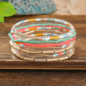 <b>Beaded</b> <b>Bracelets</b> Acrylic Resin Bohemian Style Women's Fashion Jewelry Multi Layer Colorful Stackable <b>Bracelet</b> Set - Product Image 1