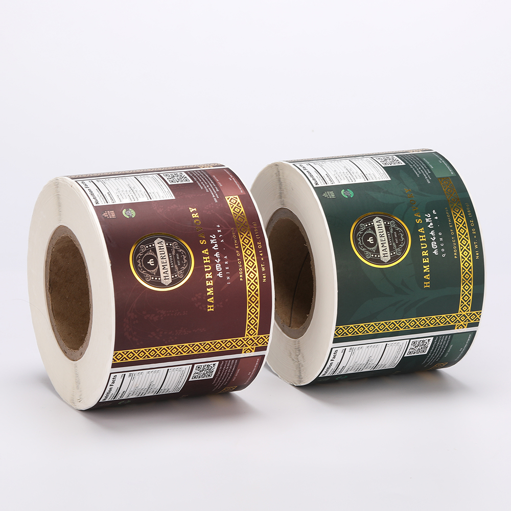 Custom Logo Printing Gold Foil Labels Food Sticker Packaging Adhesive Waterproof Paper Stickers Roll