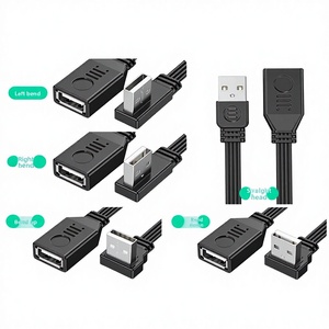 สายเคเบิลซิลิโคนแบบแบน USB 2.0 ชาย-หญิง หัวงอ 90 องศา พร้อมตัวนำทองแดง สำหรับแฟลชไดรฟ์และสายต่อโทรศัพท์มือถือ - Product Image 1