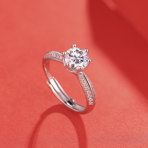 Anillo de compromiso de diamantes de plata esterlina <span class=keywords><strong>Moissanite</strong></span> Eternity para mujer - Product Image 3