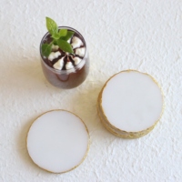 Cadeaux promotionnels écologiques, sous-verres en marbre découpés au laser, D10CM, 10 mm d'épaisseur, design fruité, luxe