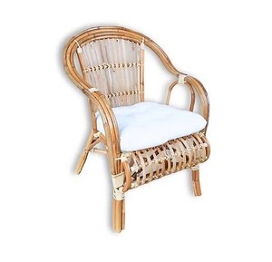 Fauteuil en rotin avec coussin blanc, style tropical, meuble durable pour le salon - Product Image 2