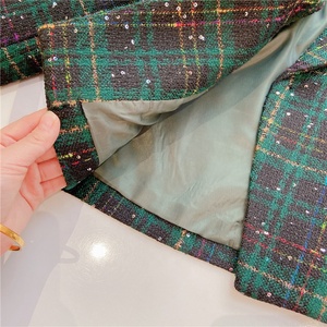 Ensemble de vêtements pour filles, 2 pièces, style princesse, printemps automne, veste en plaid pour enfants, manteau + short, tenue vintage - Product Image 5