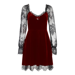 Vestido gótico de mujer Vintage encaje Grunge Punk Goth vestidos Casual Cosplay fiesta cóctel - Product Image 5