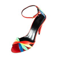 Nouvelles chaussures d'été et d'automne tendance en cuir véritable respirant à talon épais et bride cheville pour femme, style pieds nus, collection 2025