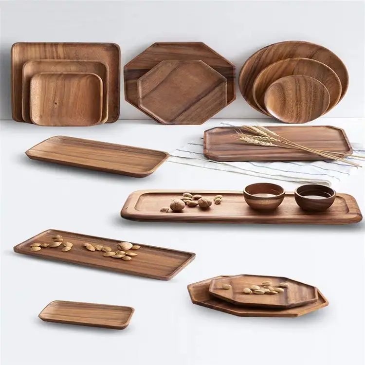 Dining Wooden Serving Tray in home and kitchen Wood Serving Tray Set for Coffee Food Breakfast Dinner