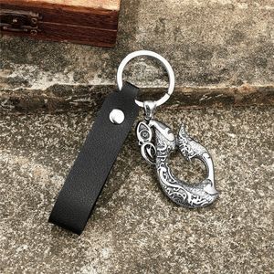 Viking Mythical Beast <b>Keychain</b> Zinc Alloy Pendant Metal Hook Leather Strap Unisex Gift Charm - Product Image 3