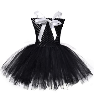 Vestido de sirvienta de alta calidad para niñas, estilo coreano, gasa negra, vestido tutú de Cosplay de Halloween con diadema para niños - Product Image 5