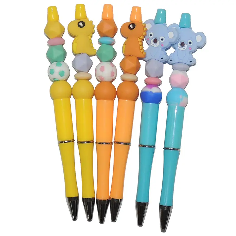 डिय रचनात्मक कार्टून पशु कोआला स्टीरियोस्कोपिक सिलिकॉन बीड पेन रंगीन प्लास्टिक बहुक्रियाशील बॉलपॉइंट पेन 0.5