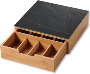Bamboo K Cup Holder Coffee Pod Drawer Organizer <b>Tea</b> Storage Organizer Bamboo <b>Tea</b> Cake Storage Box with Drawer - Product Image 2