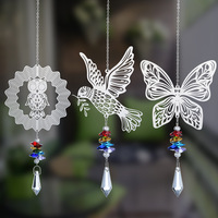 Attrape-soleil, article transfrontalier très demandé de Yiwu, carillon éolien en métal et cristal coloré au design pastoral, décoration suspendue DIY en forme de papillon pour
