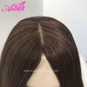 Chine vente en gros top ventes femmes juives orthodoxes russe Remy cheveux humains silicone juif casher kippa perruques - Product Image 5