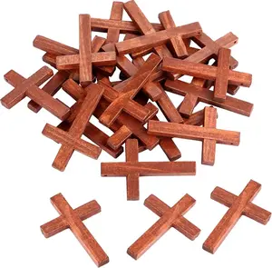 Cruz de madera Natural Cruz colgante de madera Mini cuentas cruzadas DIY manualidades Fabricación de joyas de madera