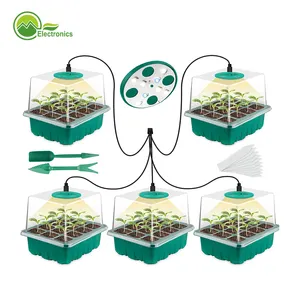Hot Sell 8 LEDs Plastic Seed Germination Tray 12 Cells Seed Starter kit Seedling Tray