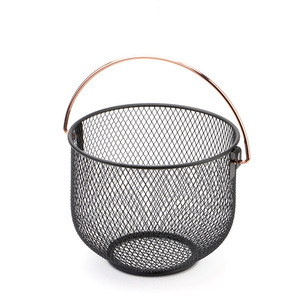 Household Round Small Pantry Storage and Organization Metal Storage Bins Wire Fruit Basket