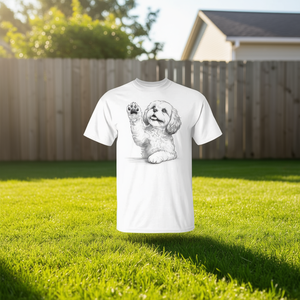 T-shirt grafica Cavachon Dog Raising Paw, abbigliamento promozionale unisex in cotone per adulti, girocollo, manica corta - Product Image 2