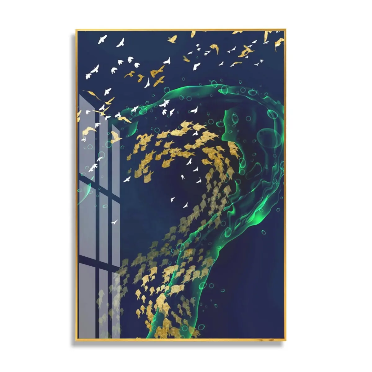 문학 분위기 나비와 물고기 연기 크리스탈 도자기 그림 풍경 장식 그림