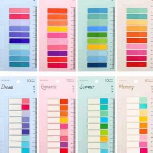 10 Color Ruler-Attached Long Strip Self-Adhesive Sticky Tabs Set 4 Themed Palettes Hanging Hole <b>Memo</b> <b>Pads</b> Office School - Product Image 6