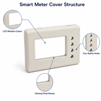 Boîtier moulé par injection pour compteur d'électricité intelligent avec fenêtre LCD, en PC+ABS, personnalisé pour instruments industriels, service de moulage par injection