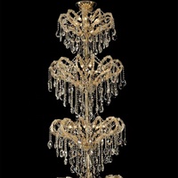 Lustre LED à Quatre Niveaux en Cristal K9 Européen de Haute Qualité, Diamètre 1,2 Mètre, Hauteur Réglable, Luminaire d'Escalier pour Mariage