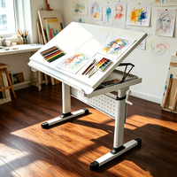 Table de dessin et de conception manuelle réglable en hauteur avec manivelle et fente de fixation pour espace de travail professionnel d'institut de design