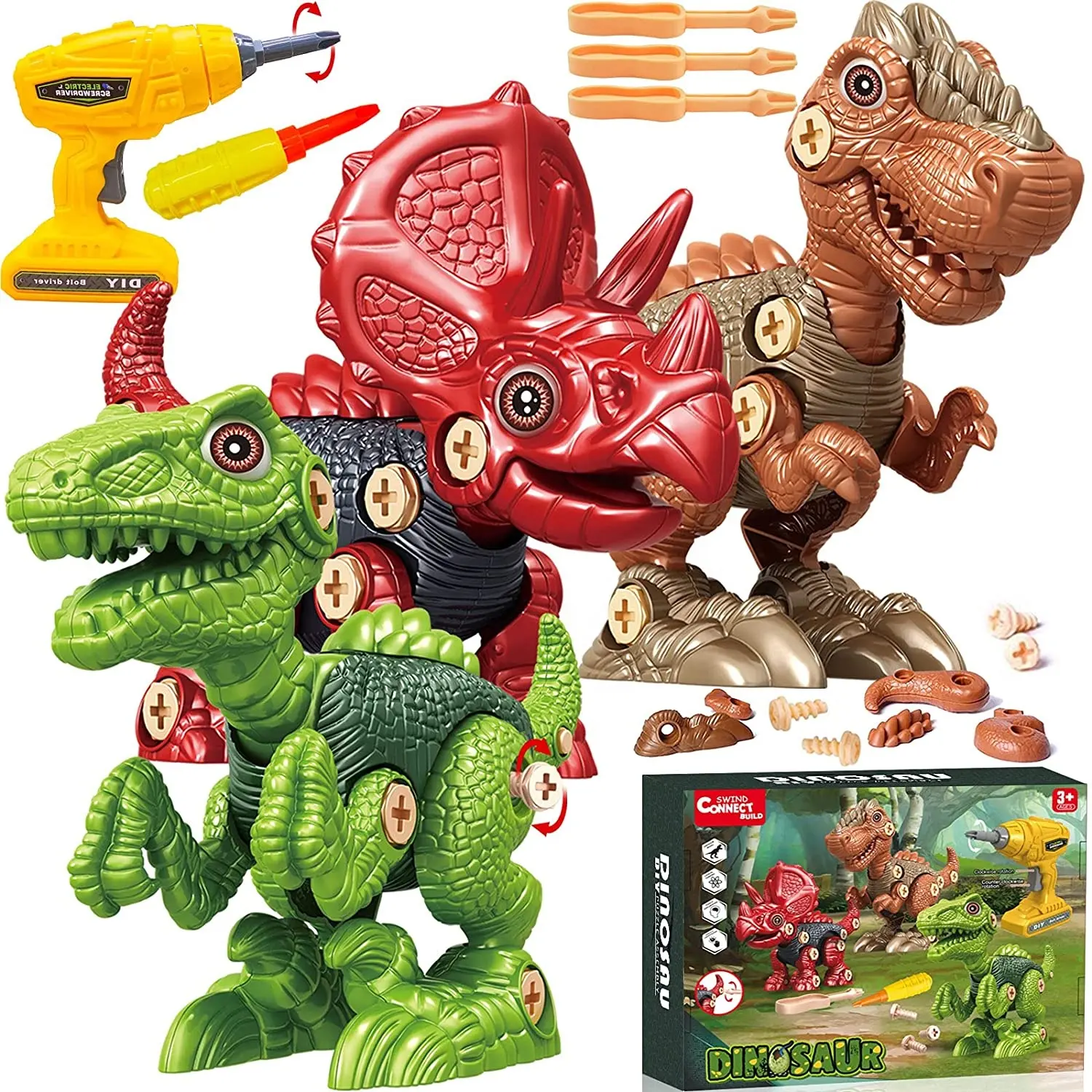 2021 Amazon heißer Verkauf Kinder Kunststoff DIY Spielzeug Montage Dinosaurier zerlegen Dinosaurier zusammenbauen