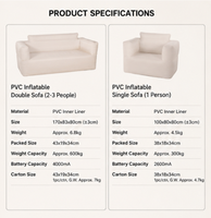 Canapé gonflable une place, chaise pneumatique portable en PVC pour le camping solo, les voyages et la randonnée